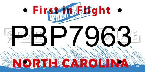 PBP7963 North Carolina License Plate