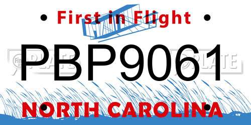 PBP9061 North Carolina License Plate
