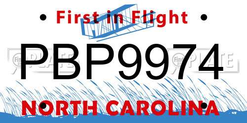 PBP9974 North Carolina License Plate
