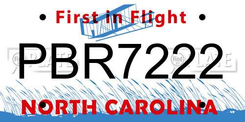 PBR7222 North Carolina License Plate