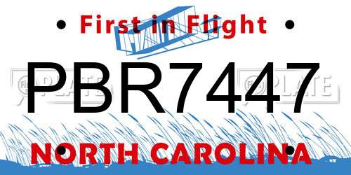 PBR7447 North Carolina License Plate