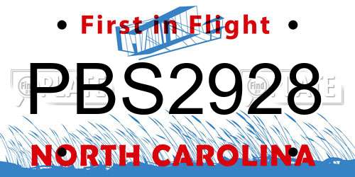 PBS2928 North Carolina License Plate