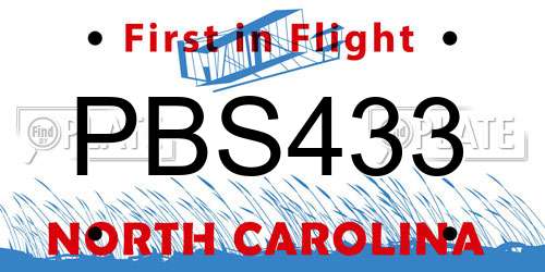 PBS433 North Carolina License Plate