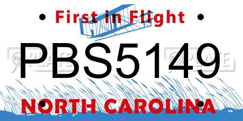PBS5149 North Carolina License Plate
