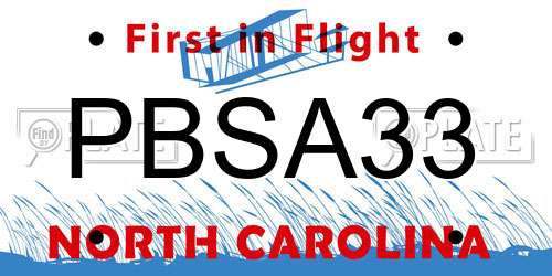 PBSA33 North Carolina License Plate