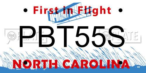 PBT55S North Carolina License Plate