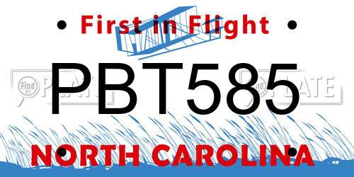 PBT585 North Carolina License Plate