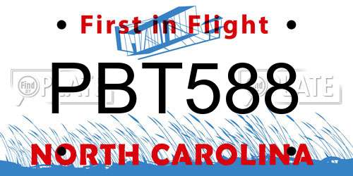 PBT588 North Carolina License Plate