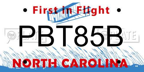 PBT85B North Carolina License Plate