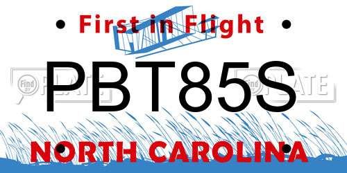 PBT85S North Carolina License Plate