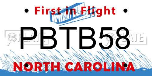 PBTB58 North Carolina License Plate
