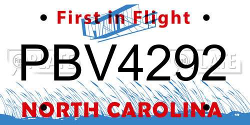 PBV4292 North Carolina License Plate