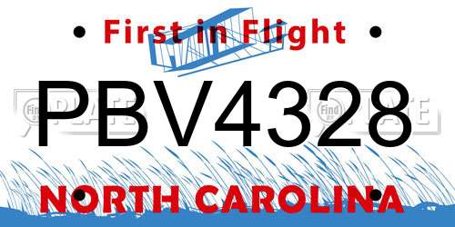 PBV4328 North Carolina License Plate