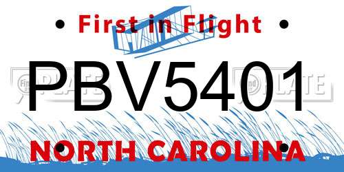 PBV5401 North Carolina License Plate