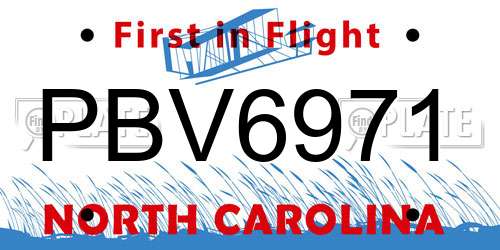 PBV6971 North Carolina License Plate