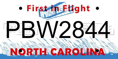 PBW2844 North Carolina License Plate