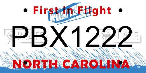 PBX1222 North Carolina License Plate