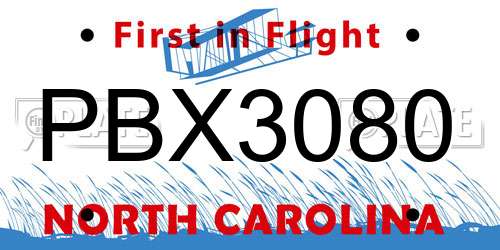 PBX3080 North Carolina License Plate