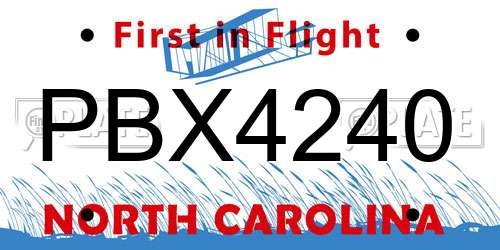 PBX4240 North Carolina License Plate