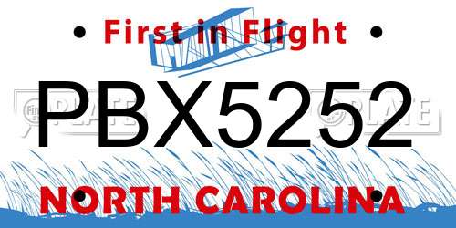 PBX5252 North Carolina License Plate