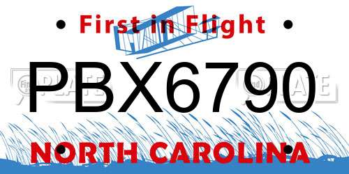 PBX6790 North Carolina License Plate