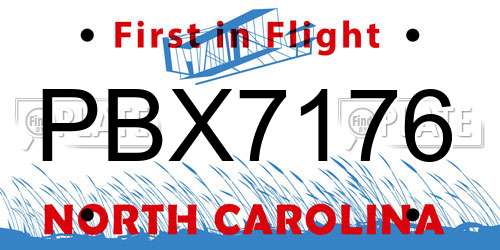 PBX7176 North Carolina License Plate