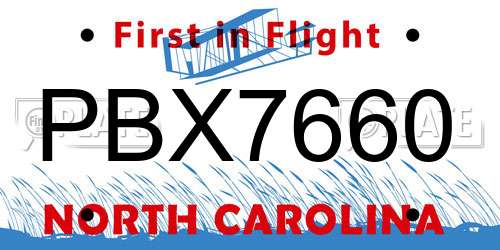 PBX7660 North Carolina License Plate