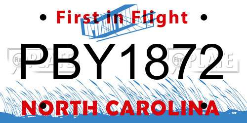 PBY1872 North Carolina License Plate