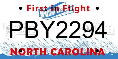 PBY2294 North Carolina License Plate