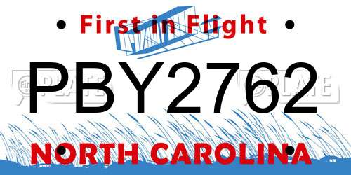 PBY2762 North Carolina License Plate