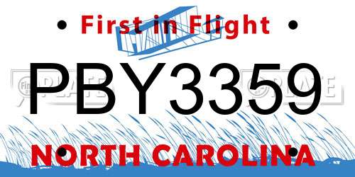 PBY3359 North Carolina License Plate