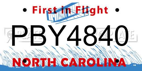 PBY4840 North Carolina License Plate