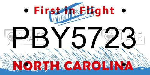 PBY5723 North Carolina License Plate