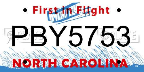 PBY5753 North Carolina License Plate