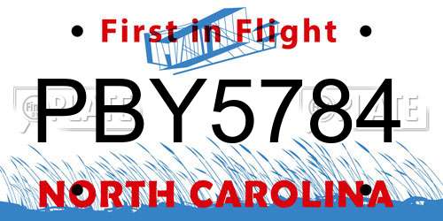 PBY5784 North Carolina License Plate