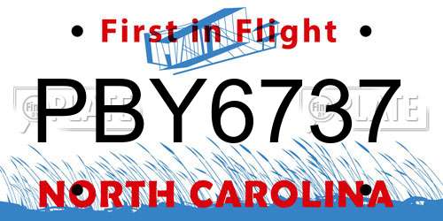 PBY6737 North Carolina License Plate