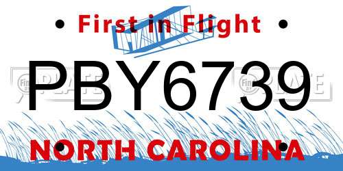 PBY6739 North Carolina License Plate