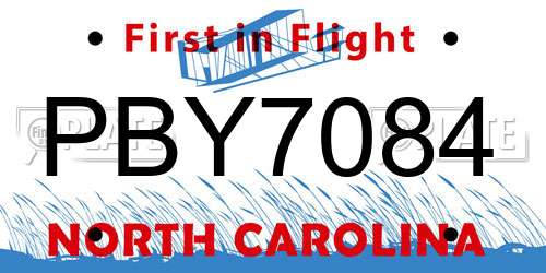 PBY7084 North Carolina License Plate