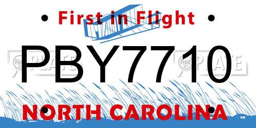 PBY7710 North Carolina License Plate