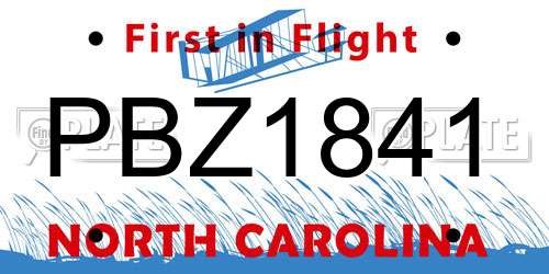 PBZ1841 North Carolina License Plate