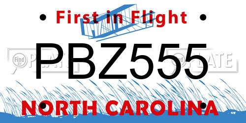 PBZ555 North Carolina License Plate