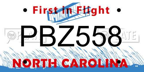 PBZ558 North Carolina License Plate