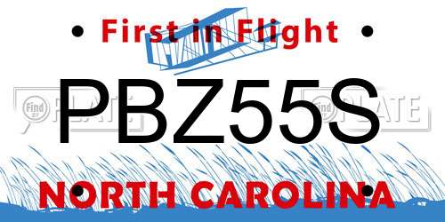 PBZ55S North Carolina License Plate