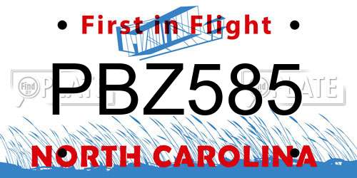 PBZ585 North Carolina License Plate