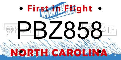 PBZ858 North Carolina License Plate
