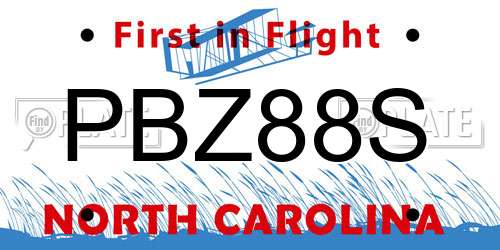PBZ88S North Carolina License Plate