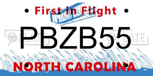 PBZB55 North Carolina License Plate