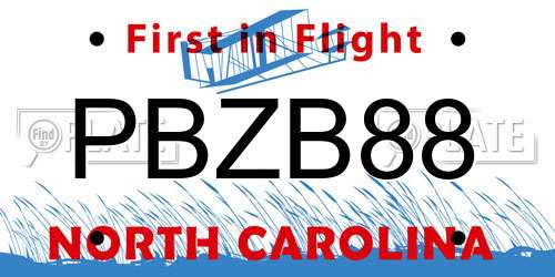 PBZB88 North Carolina License Plate