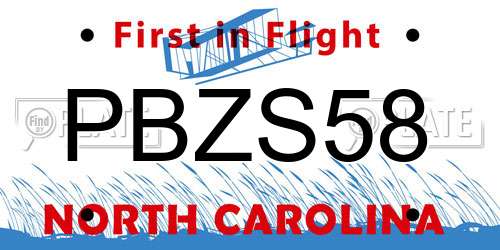 PBZS58 North Carolina License Plate