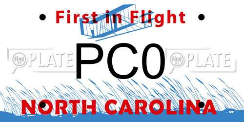 PC0 North Carolina License Plate